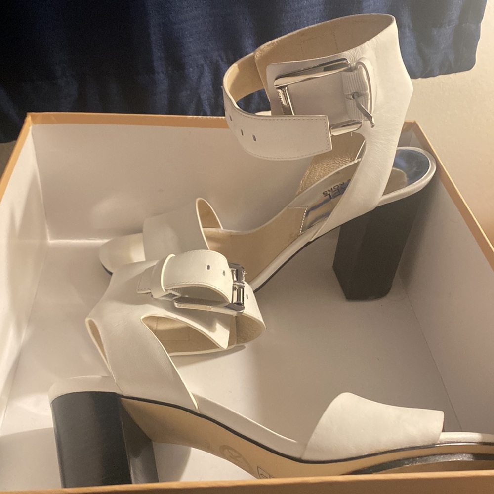 Michael by Michael Kors Maria ankle strap heel in white